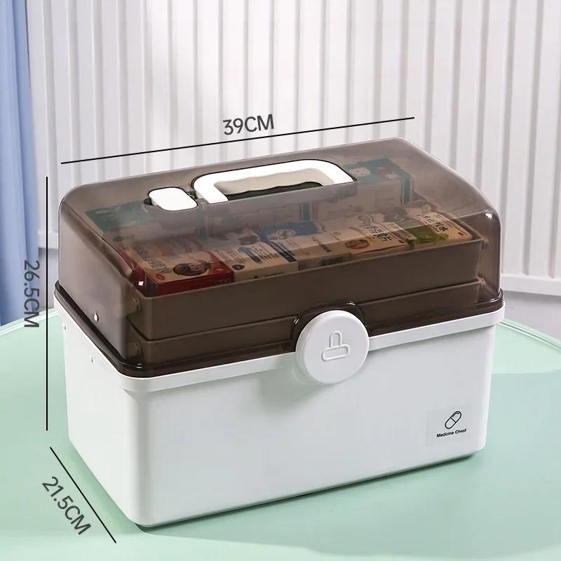 Large Capacity Home Medicine Storage Box - Multi-Layer Classified Organizer Practical First Aid Kit for Family Drug Storage