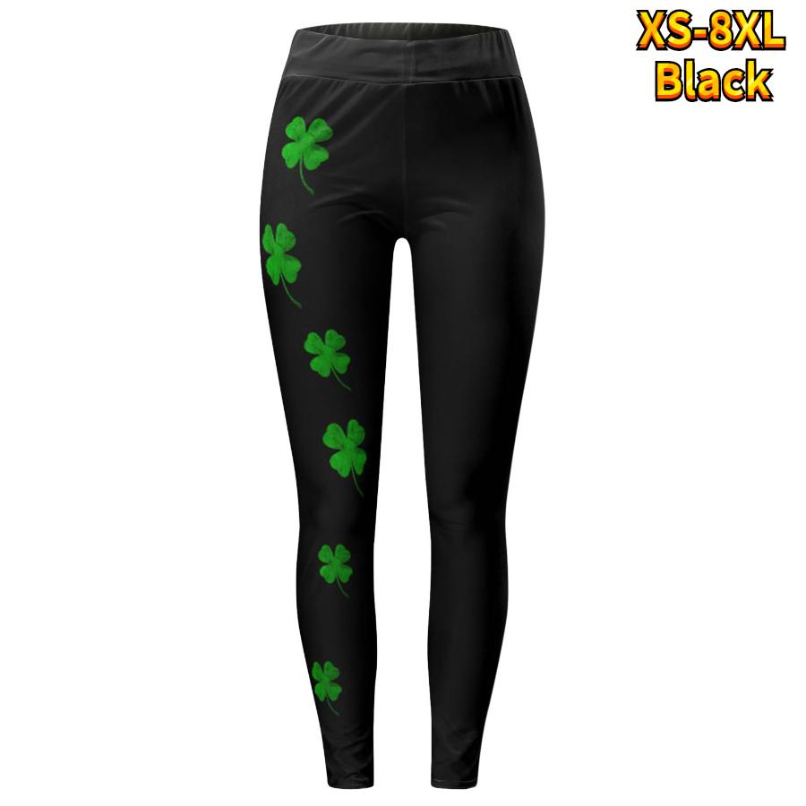 

Женские эластичные леггинсы с принтом четырехлистного клевера для йоги, фитнеса, бега в тренажерном зале, спортивные брюки для активного отдыха XS чёрный