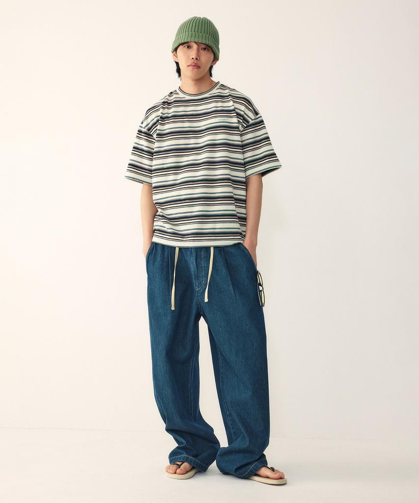 STUDIO TOMBOY [Men] Striped Crew Neck Short Sleeve T-Shirt_Black 9156222317