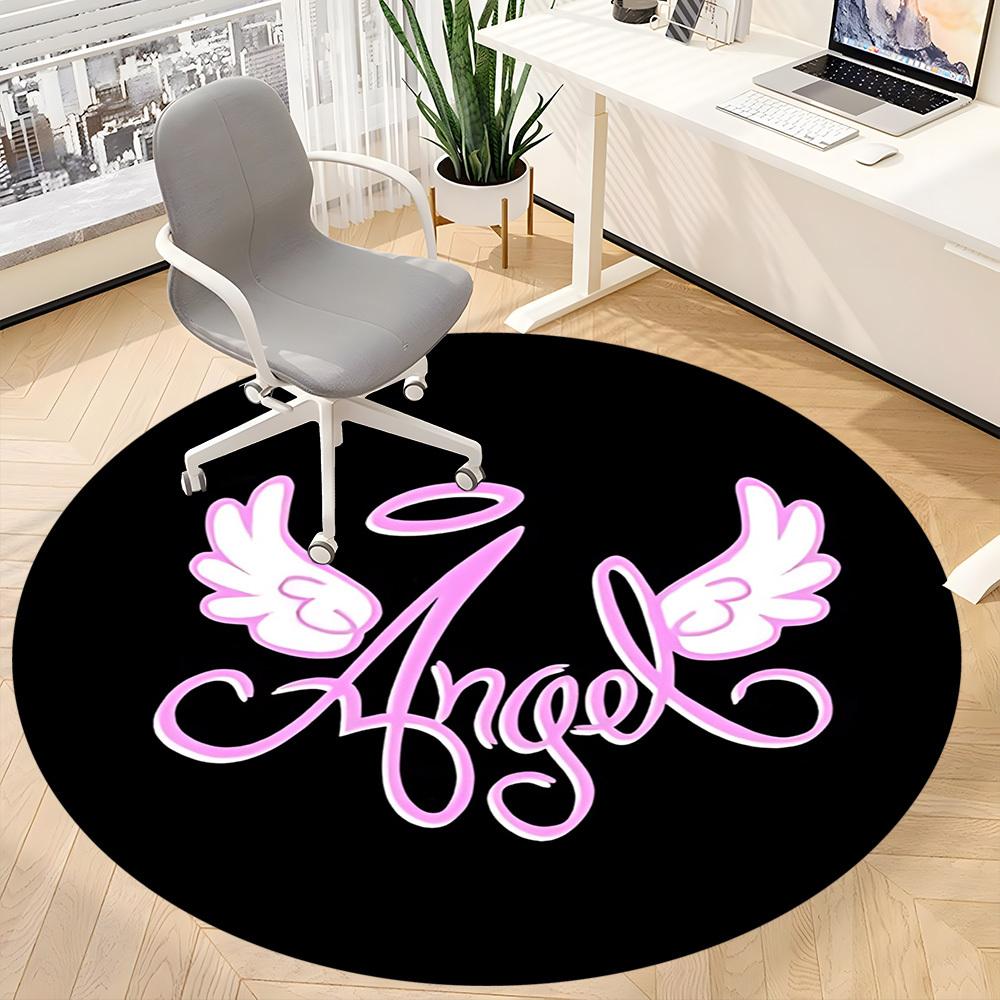 1pc Angel WingsChair Carpet for Office, Indoor Non-Slip Washable Polyester Fiber Carpet, Mat For Office, Machine Washable