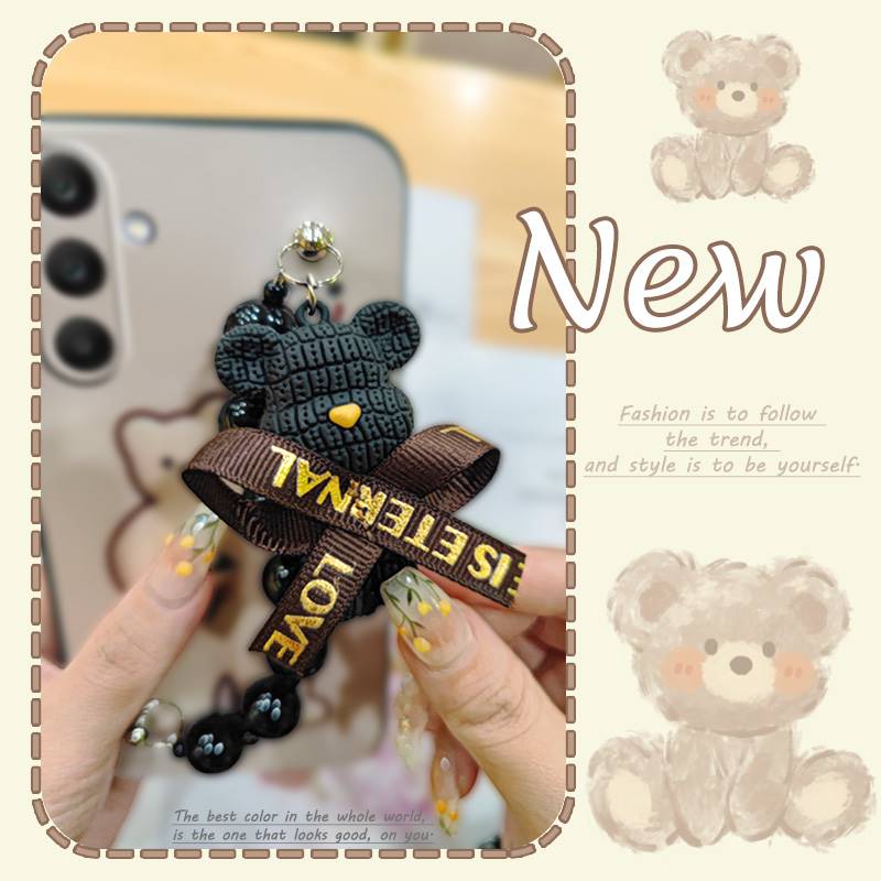 Cartoon Skin-friendly Feel Phone Case For Samsung Galaxy M56 5G/SM-M566B Cute Silicone Back Cover Black Pearl Pendant