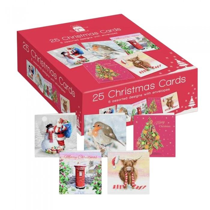 Giftmaker Assorted Designs Christmas Greetings Card (Pack of 25)