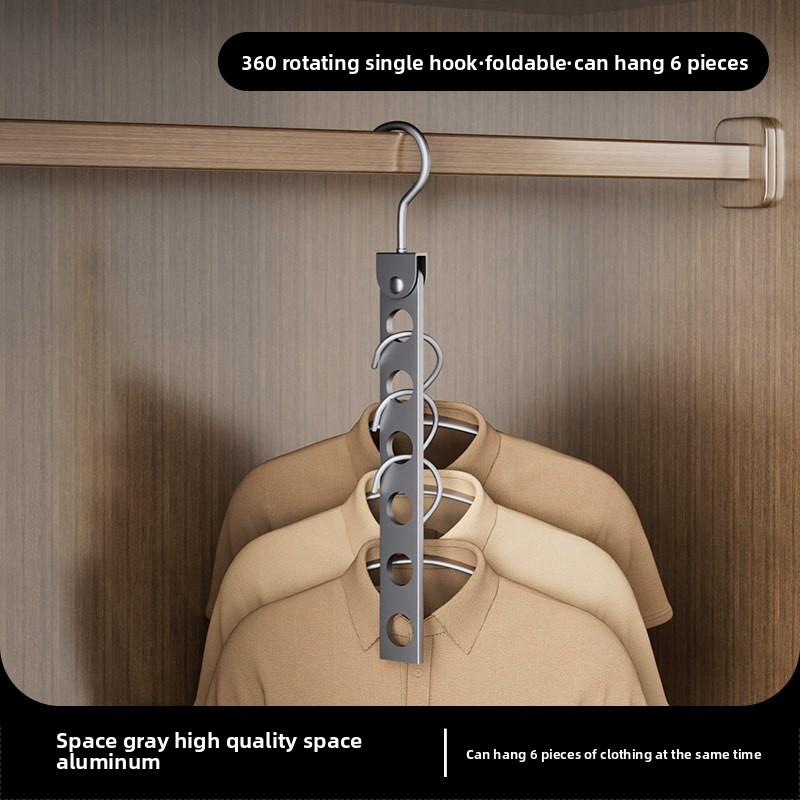 6/8 Holes Storage Rack for Clothe Hanger Organizer Foldable Rotatable Magic Metal Hangers Storage Rack Wardrobe Space Saver Hook