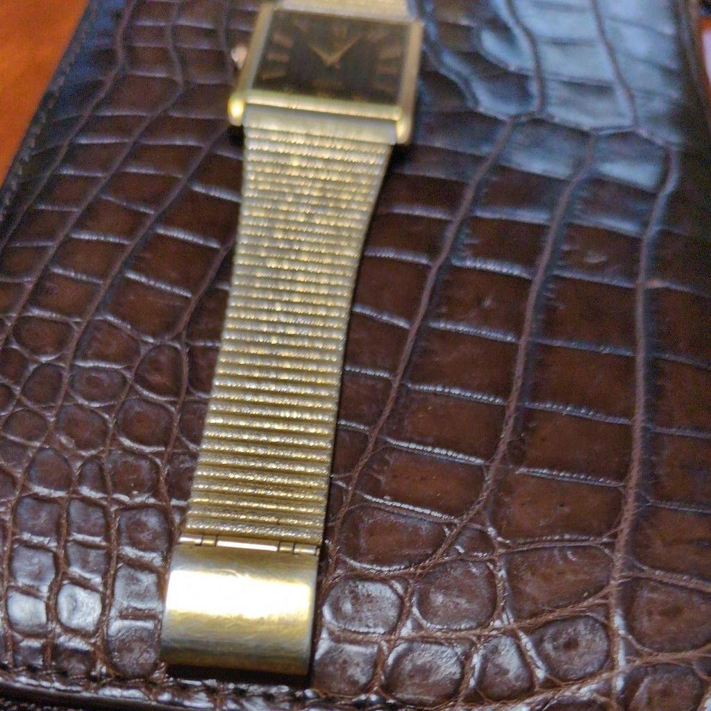 Used CITIZEN Quartz Men's Watch Square Gold Black Dial