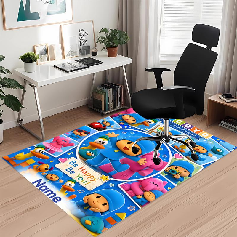 Custom Name Pocoyo Printed Carpet Rug For Office Chair Living Room Bedroom Kitchen Room Decor Gifts