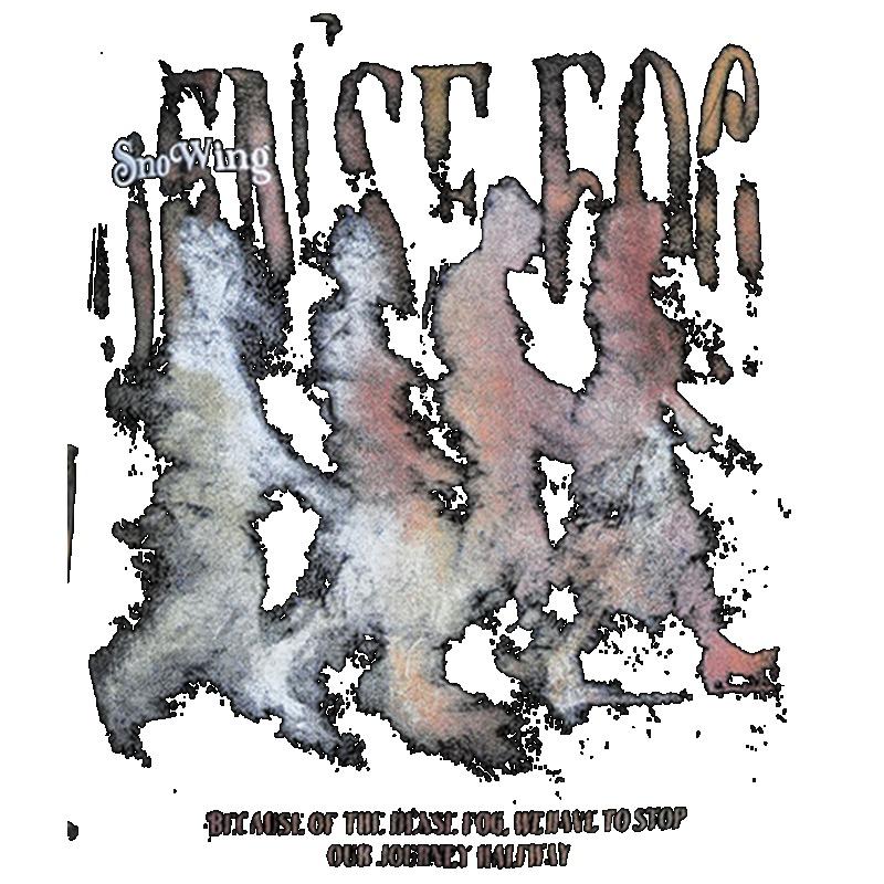 Nadměrné tričko černé s grafickým potiskem Rise Fog s abstraktními figurami a textem, ležérní streetové oblečení pro ženy