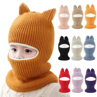 Crochet Ears Protection Hat Soft Wool Balaclava Hat Child Neck Protection Cap  Winter