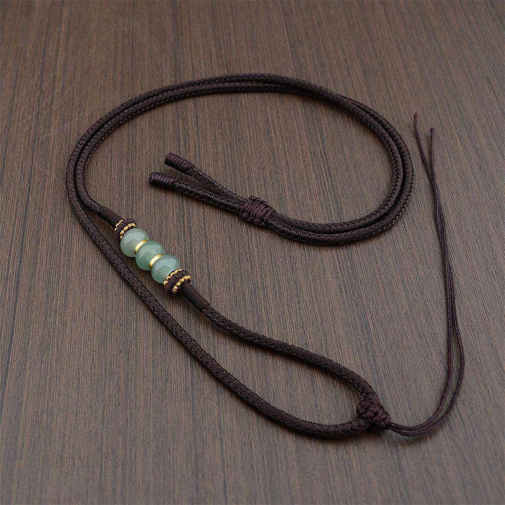 Handwoven Dongling Jade Pendant Lanyard: Thousand Li of Mountains and Rivers Outdoor Sports Necklace