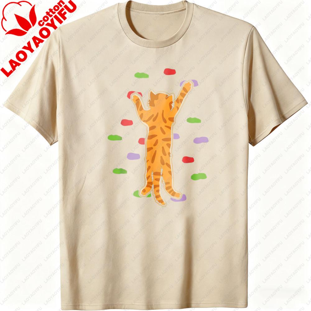 Cat Pattern Cotton Short Sleeve Top Men TShirt Summer Cat Lover Unisex Tees Streetwear Gift Idea Daily Wear Clothing