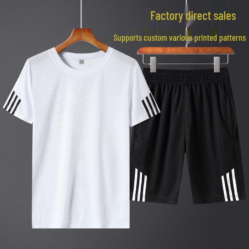 Men's Plus Size Summer Sports Suit: Crew Neck Quick-Dry T-Shirt & Shorts for Running Fitness