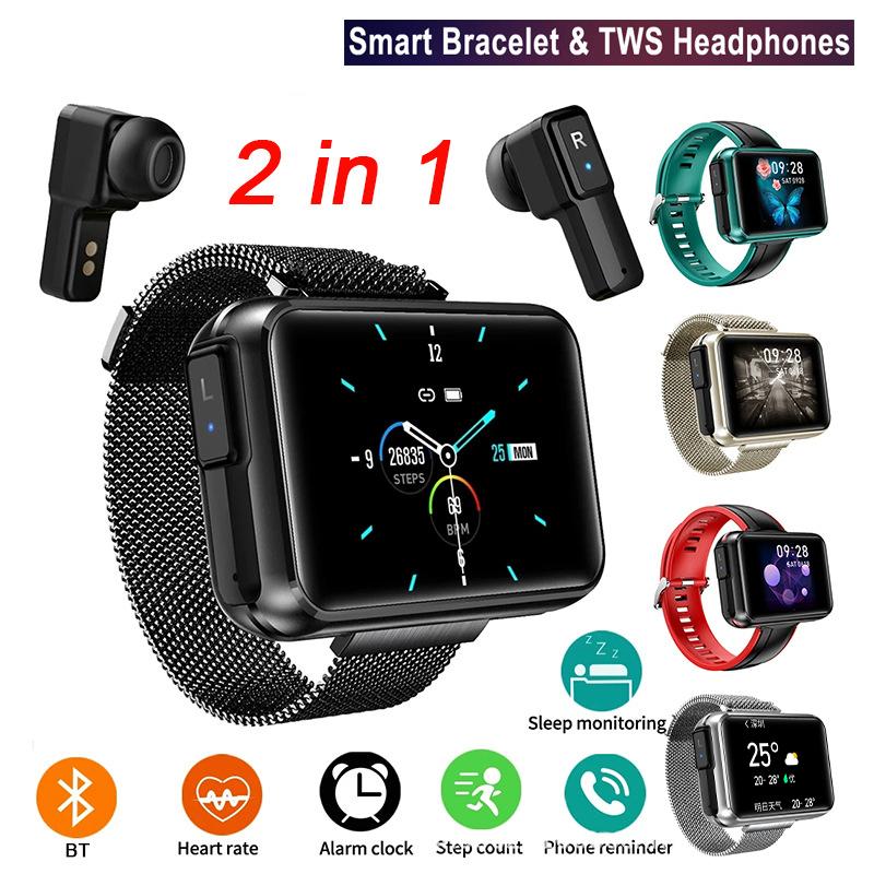 Smartwatch Auricolare Bluetooth Due-in-Uno TWS Chiamata Binaurale Esercizio Misuratore di Frequenza Cardiaca Passi 1,4 pollici