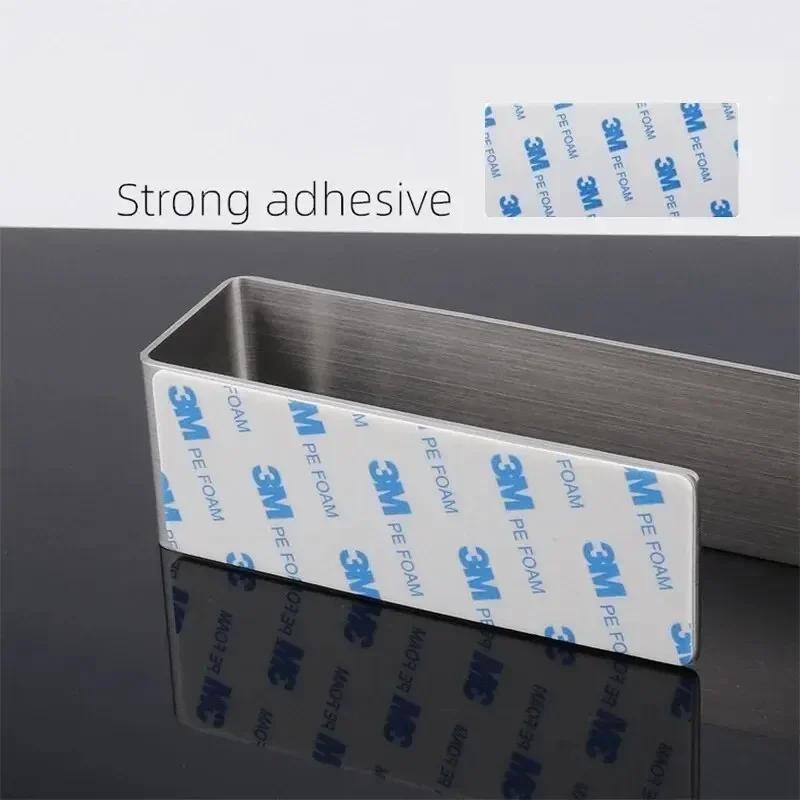 Bathroom Shelf No Hole Towel Rack Simple Stainless Steel Towel Bar Self-stick Fixed Kitchen Towel Rack Space Saving Towel Rack
