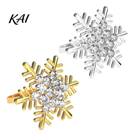 Decorative Napkin Rings Rhinestone Snowflake Ring, Metal Holder, Winter Seasonal Party Tableware Holiday Ring for Christmas Dinner Table Decor