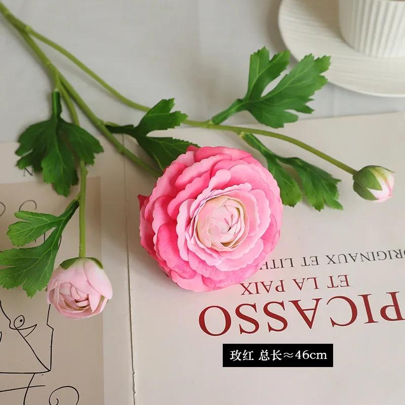 5 Stück Feuchtigkeitsspendend 3-köpfig Tau Lotus Pfingstrose Echte Haptik Künstliche Blumen Luxus Heim Tischdekoration Kunstblumen Hochzeitsdekoration