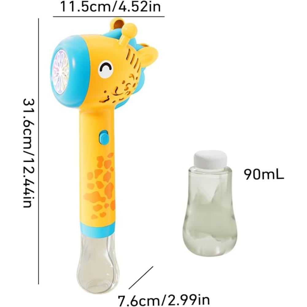 Animal Bubble Blower Wand with Solution Giraffe Bubble Machine Maker with Light 10 Hole Light Up Automatic Bubble Machine