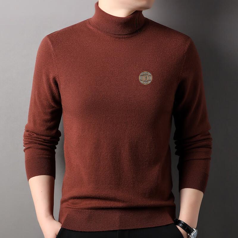 

Hengyuanxiang Men s 100% Pure Wool High-Neck Pullover Sweater M