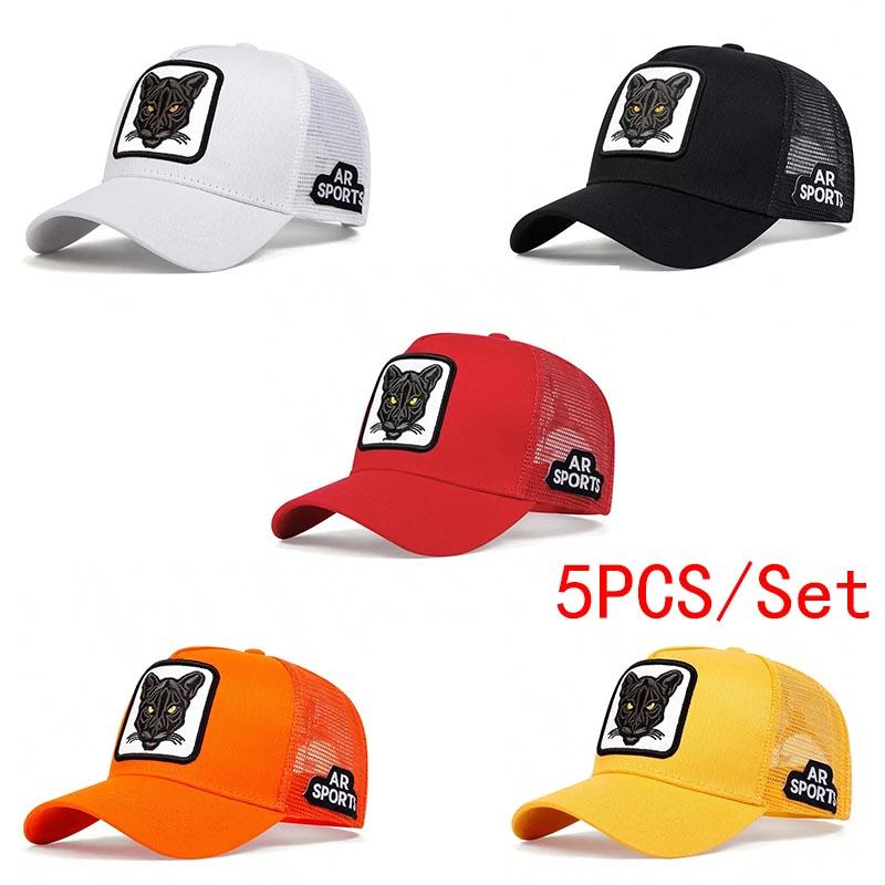 1/5PCS Unisex Cat Embroidery Baseball Net Caps Spring Summer Outdoor Adjustable Casual Patch Hats Men Women Sunscreen Hat
