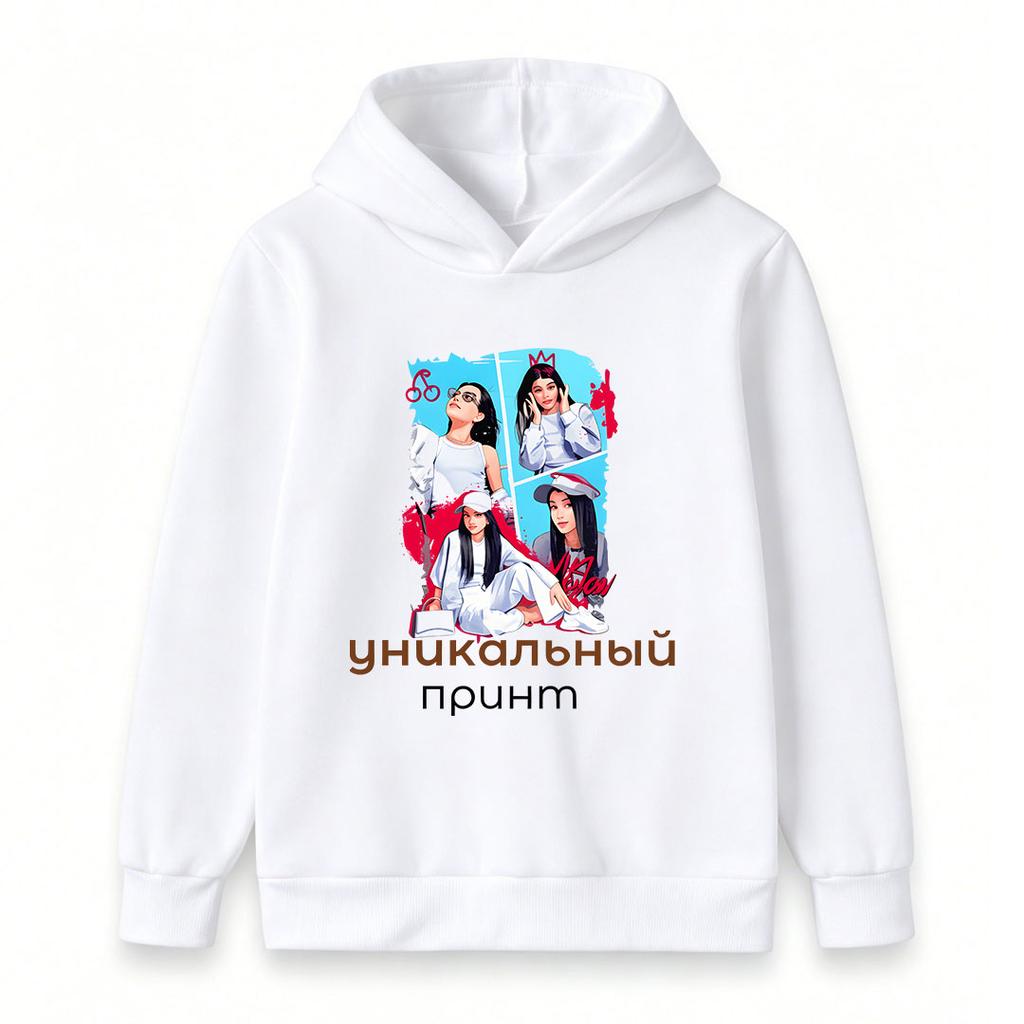 Kids Girls Boys Casual Hooded Sweatshirt, Unique Art Print Long Sleeve Pullover Hoodie, Comfortable Lightweight Daily Wear Tops for Children School Ou