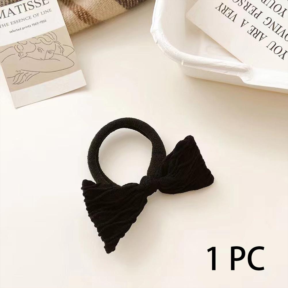 Korean Style High Elastic Hair Band Bow Hair Ties Seamless Ponytail Bun Hair Scrunchies Daily Hair Accessories чёрный