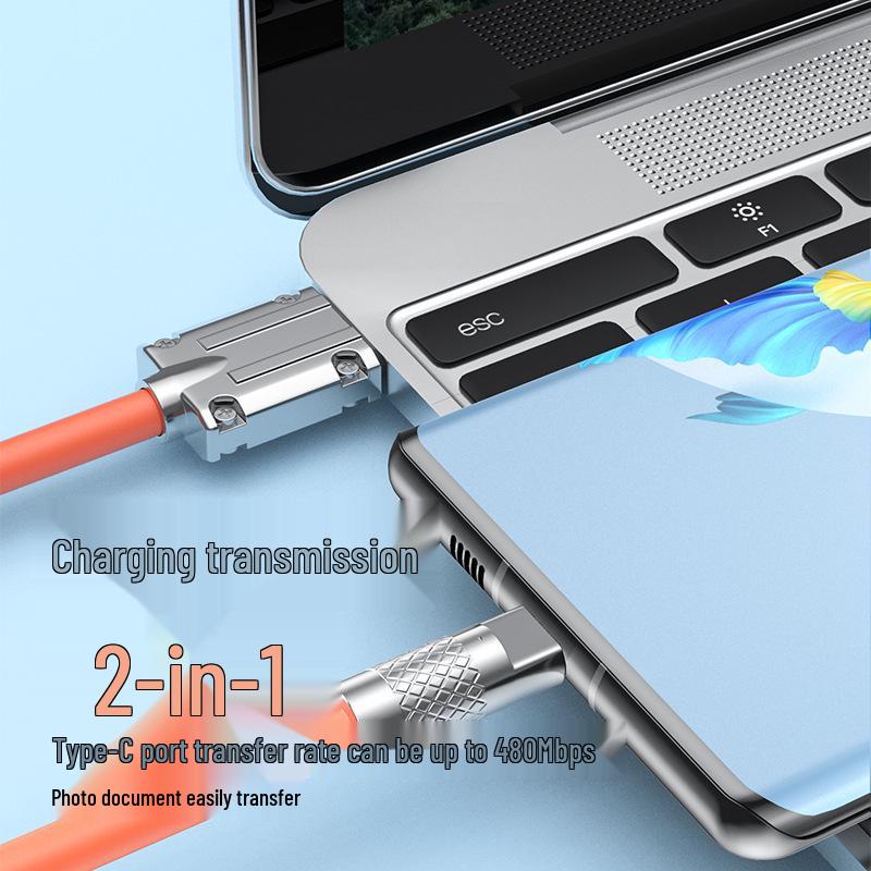 120W Zinc Alloy Fast Charging Cable for Android, Apple, Huawei with LED Indicator