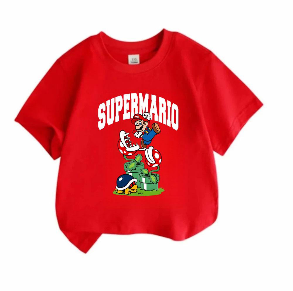 Kids Boys Girls 100% Cotton Crew Neck Short Sleeve T-Shirt, Cute Cartoon Game Character Print Casual Tee for Children Daily Wear Summer Tops