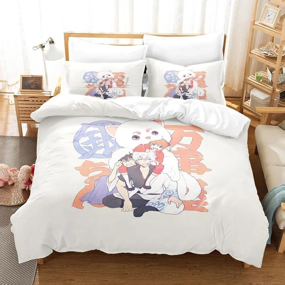 Mode 3D Anime Bettlaken-Set Gintama Bettwäsche-Set Einzelbett Twin Full Queen King Size Bett-Set Erwachsene Kinder Schlafzimmer Bettbezug-Sets