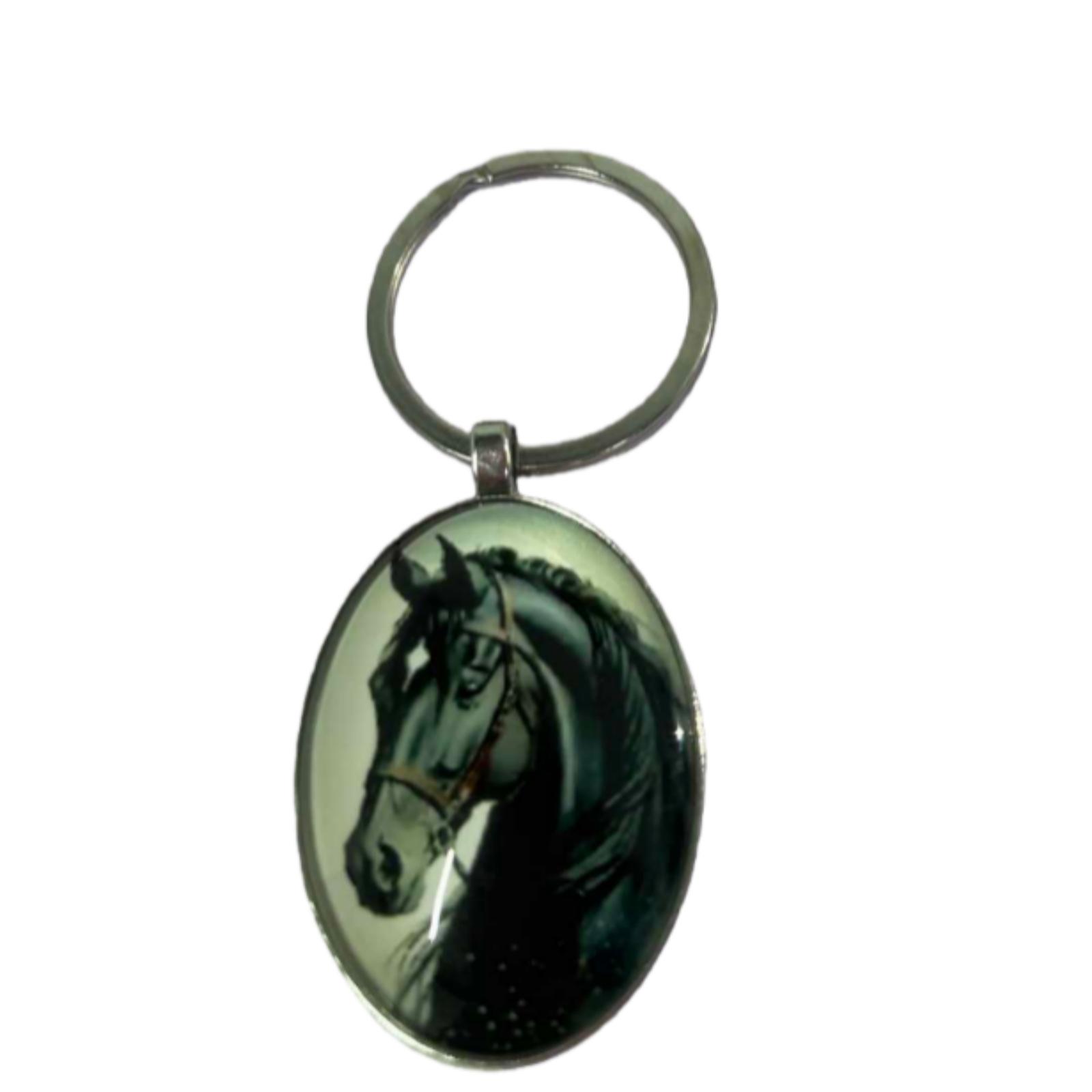 Стильный брелок из сплава с черными лошадьми One Size