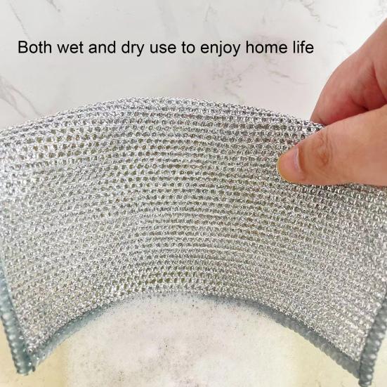 15Pcs Multipurpose Non-Scratch Wire Dishcloth To Reusable Clean Machine Washable Easy Wire Dishwashing Rags