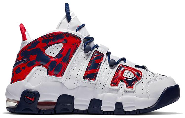 Nike Air More Uptempo White Blue Red Camo GS CZ7885-100