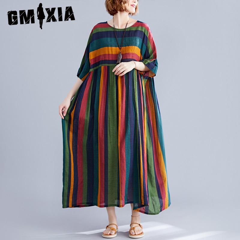 GMXIA Women's Fashion Summer Spring Short Sleeve O-Neck Casual Dresses Anteef Lightweight Oversized Dress