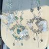 Women S Crystal Flower Car Rearview Mirror Pendant Car Decoration