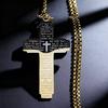 Edelstahl Bibelmuster Kreuz Anhänger Halskette für Männer Schmuck Religiöse Accessoires Geschenk