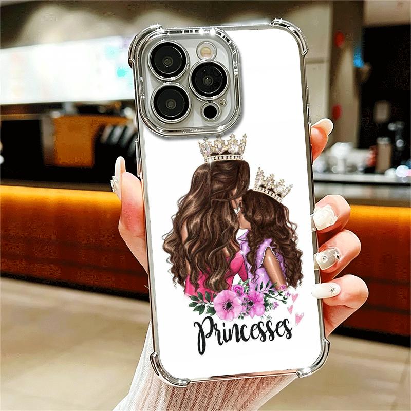 

Baby Mom Girls Plating Phone Case For Iphone 16 17 Pro Max Air 16E 14 15 Plus 12 13 Mini Anti-Fall Airabag Cover iPhone 17 Pro