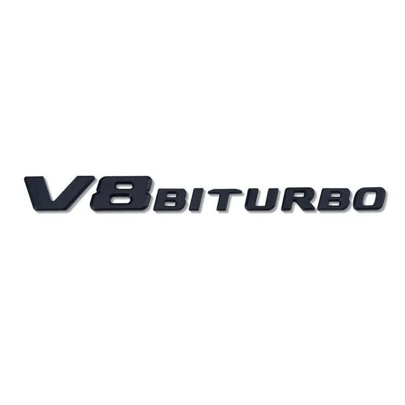 ABS V8 BITURBO Letter Logo Car Sticker for Mercedes Benz Twin Turbo Logo Fender Modification Accessories Label Decorative Decal