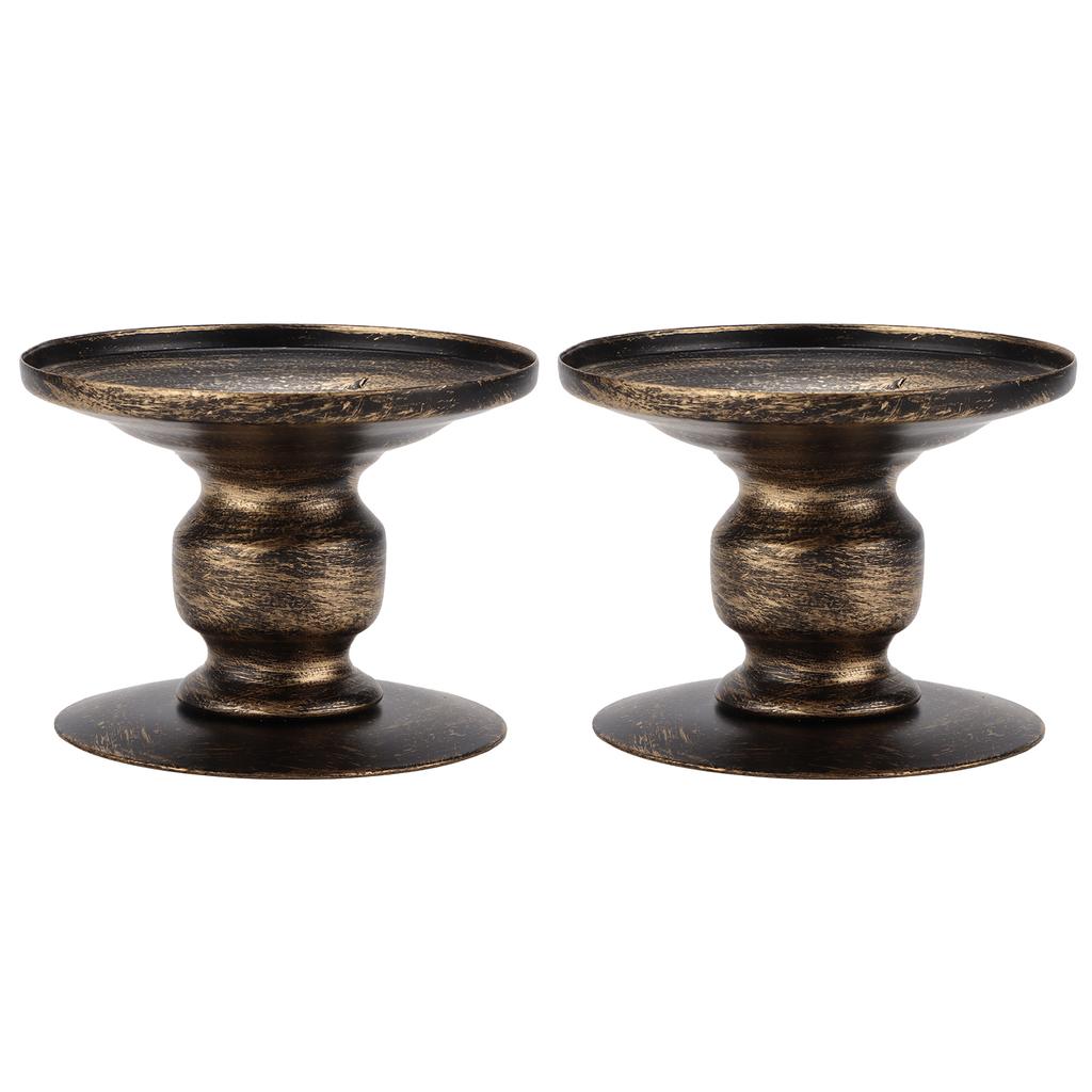 2Pcs Candle Holders Iron Pillar Retro Simplistic Sturdy Durable Candle Pedestal for Wedding Party