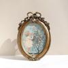 Fashion Golden Photo Frame Oval Elegant Tabletop Decor Vintage Desktop Ornament Gift For Bedroom Study Living Room