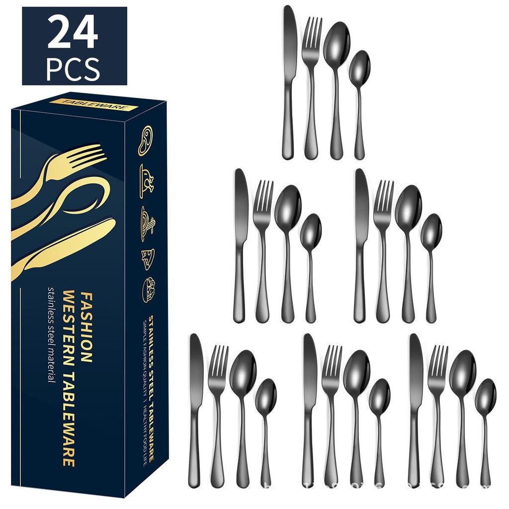 Popular 1010 Stainless Steel Tableware, Knife, Fork, Spoon Set, 24 Piece Set/16 Piece Set, Western Food Tableware Is Cheap