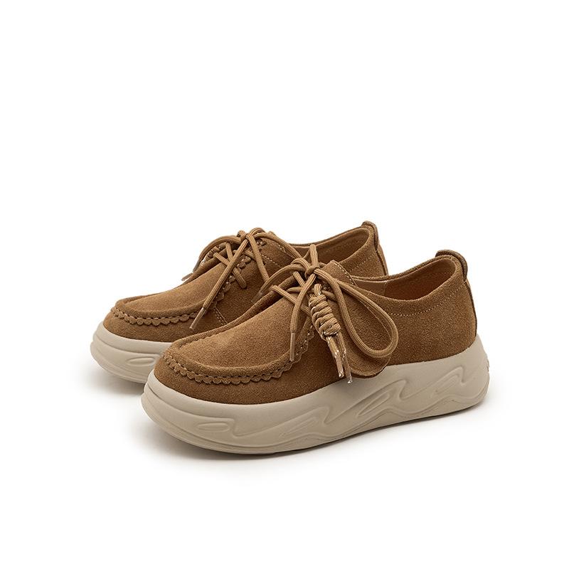 

Ретро шнуровка, толстая подошва, повседневная обувь для женщин, новая универсальная одинарная обувь для женщин, обувь кенгуру 39 верблюд