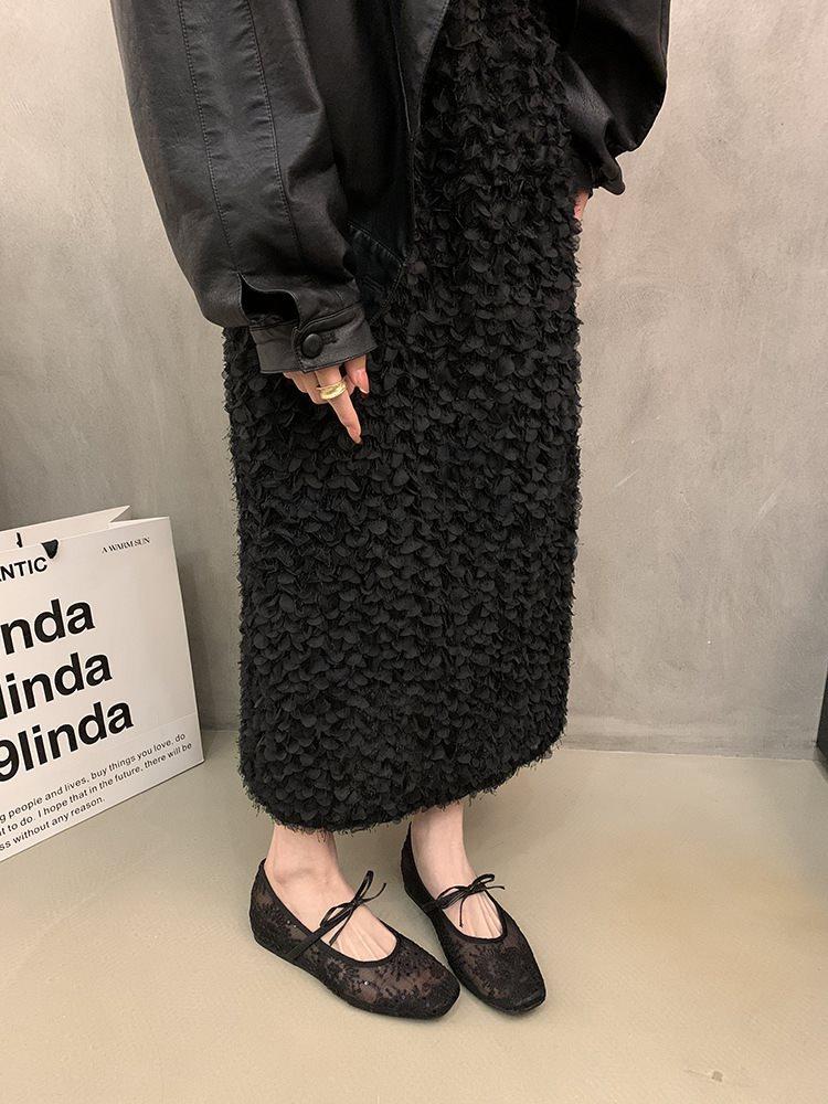 Mary Jane Shoes 2025 Single Shoes Women's Shoes Mesh Fairy Shallow Mouth Inner Height Increase Spring Breathable Bow New