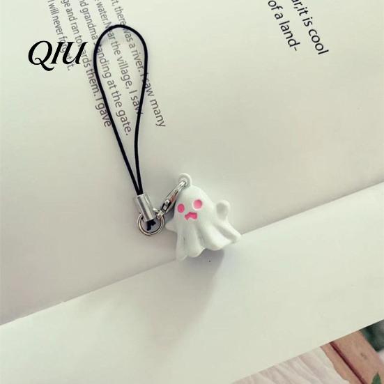 Ghost Charm Keychain Pendant Cartoon Shape Halloween Party Fun Phone with Lanyard Backpack Accessories