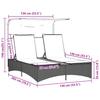 Double Sun Lounger with Canopy and Cushions Black Poly Rattan