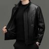 Yiliteng Men's Stand-Collar Leather Business Casual Jacket