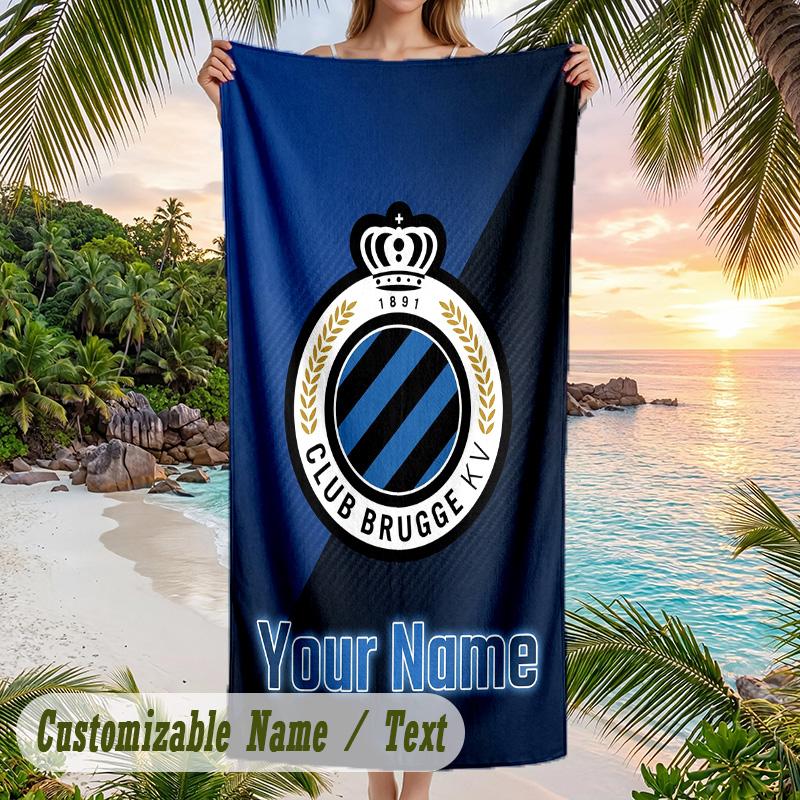 Beach Towel Club Brugge FC Print Custom Name Text Soft Towel for Swimming Pool