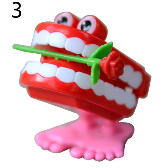 Funny Cartoon Teeth Denture Foot Wind Up Clockwork Educational Kids Spring Toy