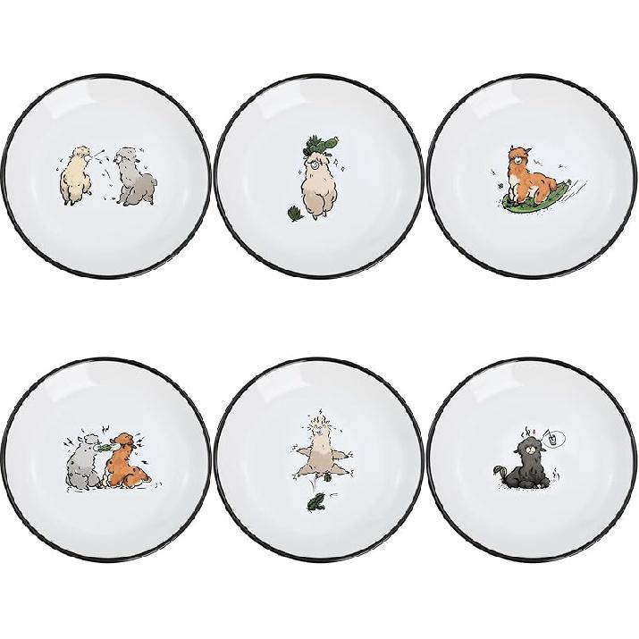 Cute Cartoon Animals Dessert Plates, Ceramic Appetizer Plates Salad Plates Set of 4, Seasoning Dishes, Shallow Plates Serving Lunches, Cheese Salad, 3.5 Inch