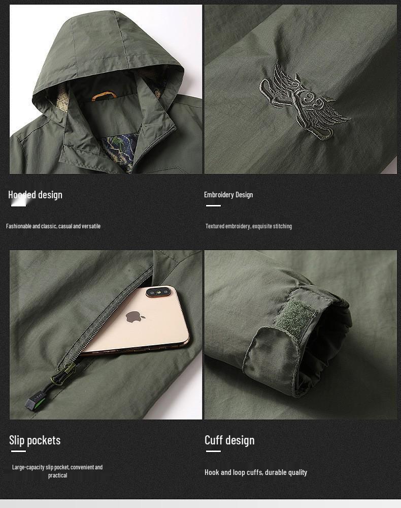 Men's Lightweight Waterproof Hiking Jacket - Spring/Autumn Casual Outerwear