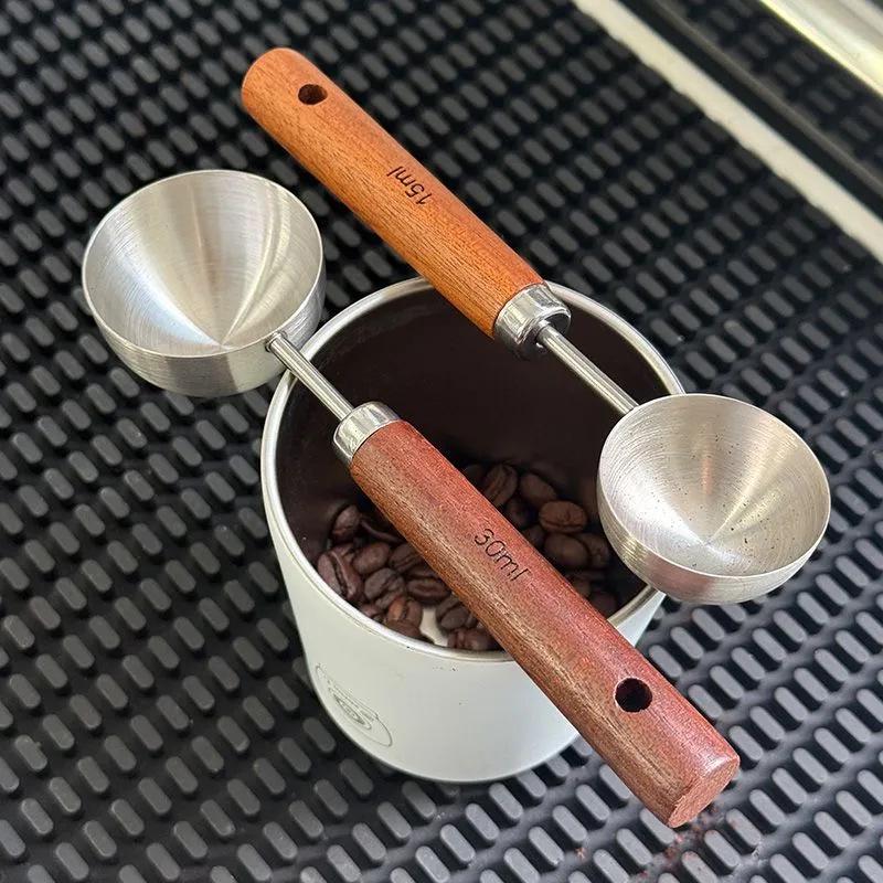 15ml/30ml Coffee Measuring Spoon with Stainless Steel and Solid Wood Handle