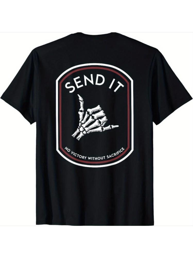 Men039;s 039;No Victory Without Sacrifice039; Graphic T-ShirtCasual Black Cotton Tee Unisex T-Shirt M