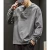 [EASTEMPO] t-shirt men's spring long sleeve Fashionable cotton Plain color casual Relaxing big size (JP, alphabet, M, gray)