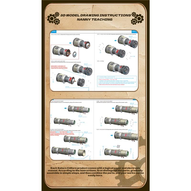 TECHING SMALL BYPASS TURBOFAN ENGINE Electric Assembling Model KIT Desktop Decorative Ornaments Adults Children's Toys Gift